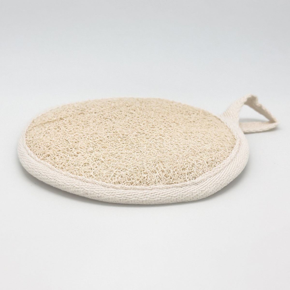 Round Loofah Pad with Cotton Terry Back and Hand Strap