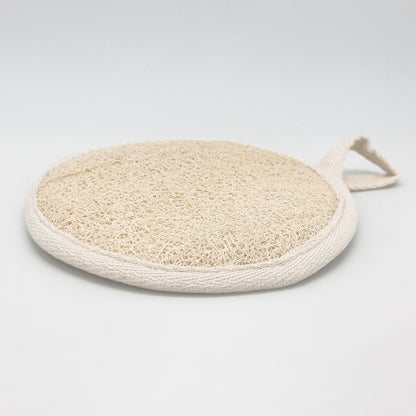 Round Loofah Pad with Cotton Terry Back and Hand Strap