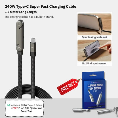 2 In 1 Type C Fast Charging Cable+Mobile Stand (240W)